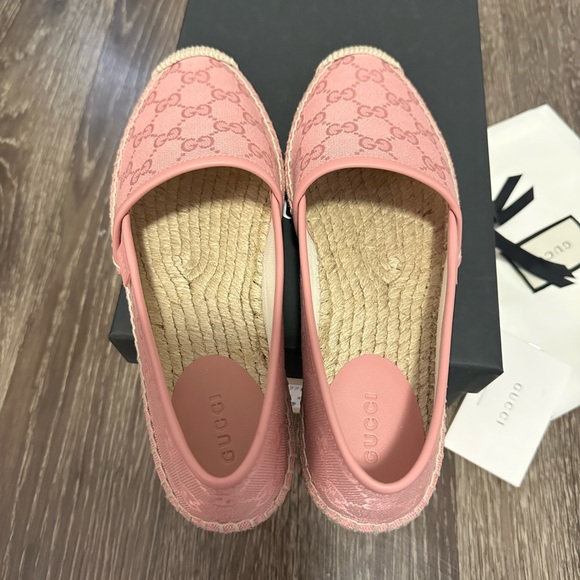 Gucci GG Canvas & Leather Espadrilles Women's Pink EU 37.5 - Picture 8 of 11
